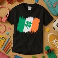 Cool St Patrick's Day Painted Distressed Irish Shamrock Flag Kids T-Shirt thumb 3