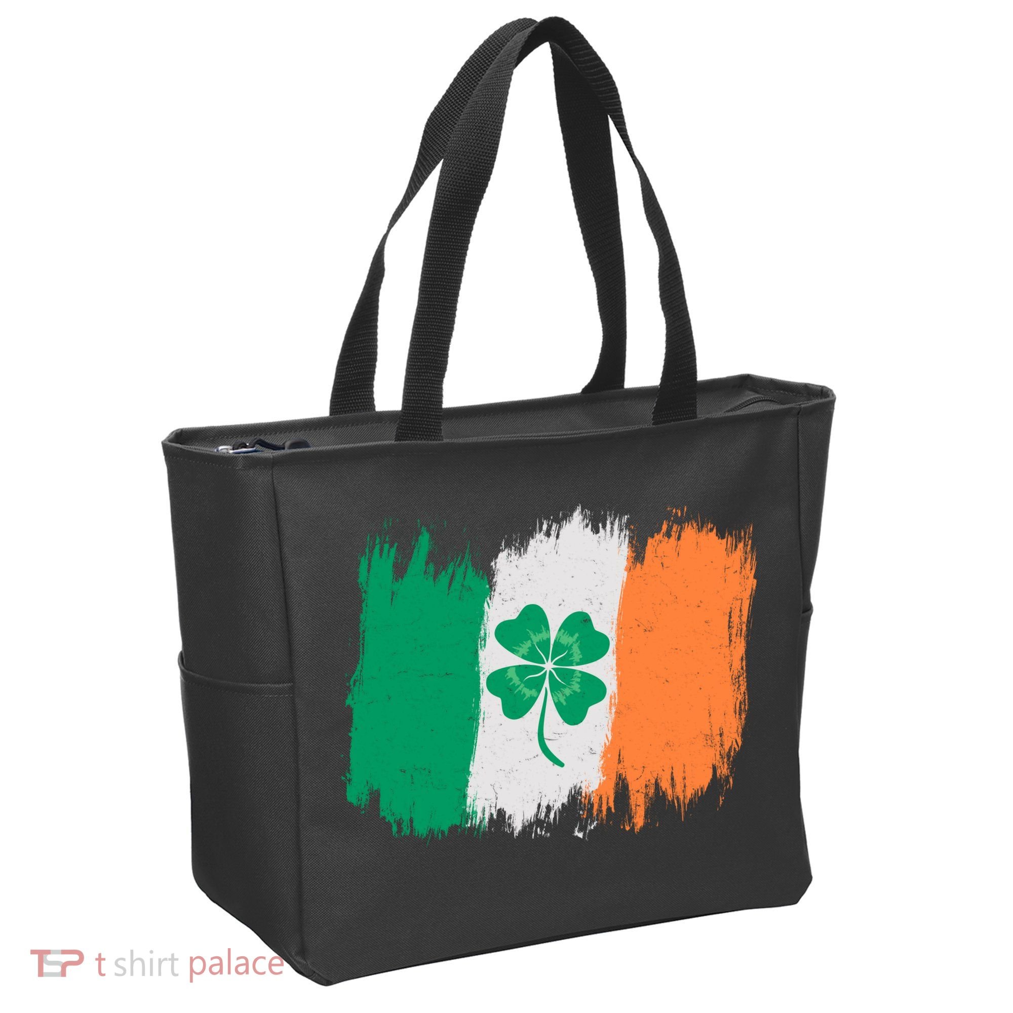Cool St Patrick's Day Painted Distressed Irish Shamrock Flag Tote Bag