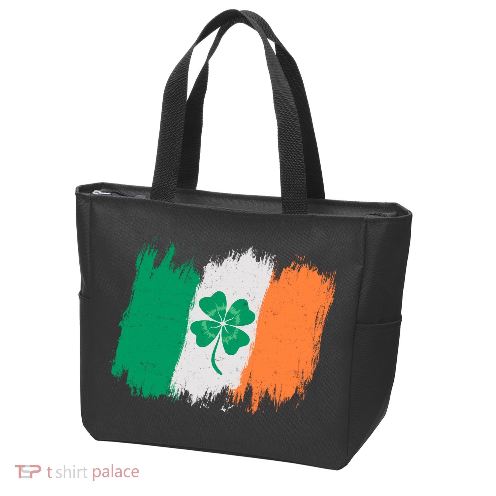Cool St Patrick's Day Painted Distressed Irish Shamrock Flag Tote Bag