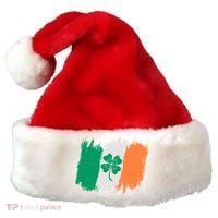 Cool St Patrick's Day Painted Distressed Irish Shamrock Flag Santa Hat thumb 0