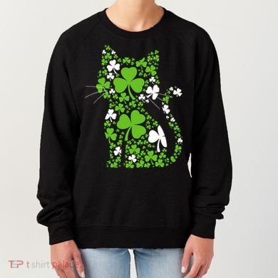 Cute St Patrick's Day Shamrock Clover Cat Women's Sweatshirt