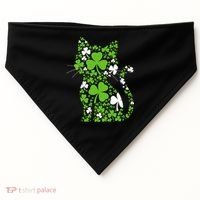 Cute St Patrick's Day Shamrock Clover Cat USA-Made Doggie Bandana thumb 0