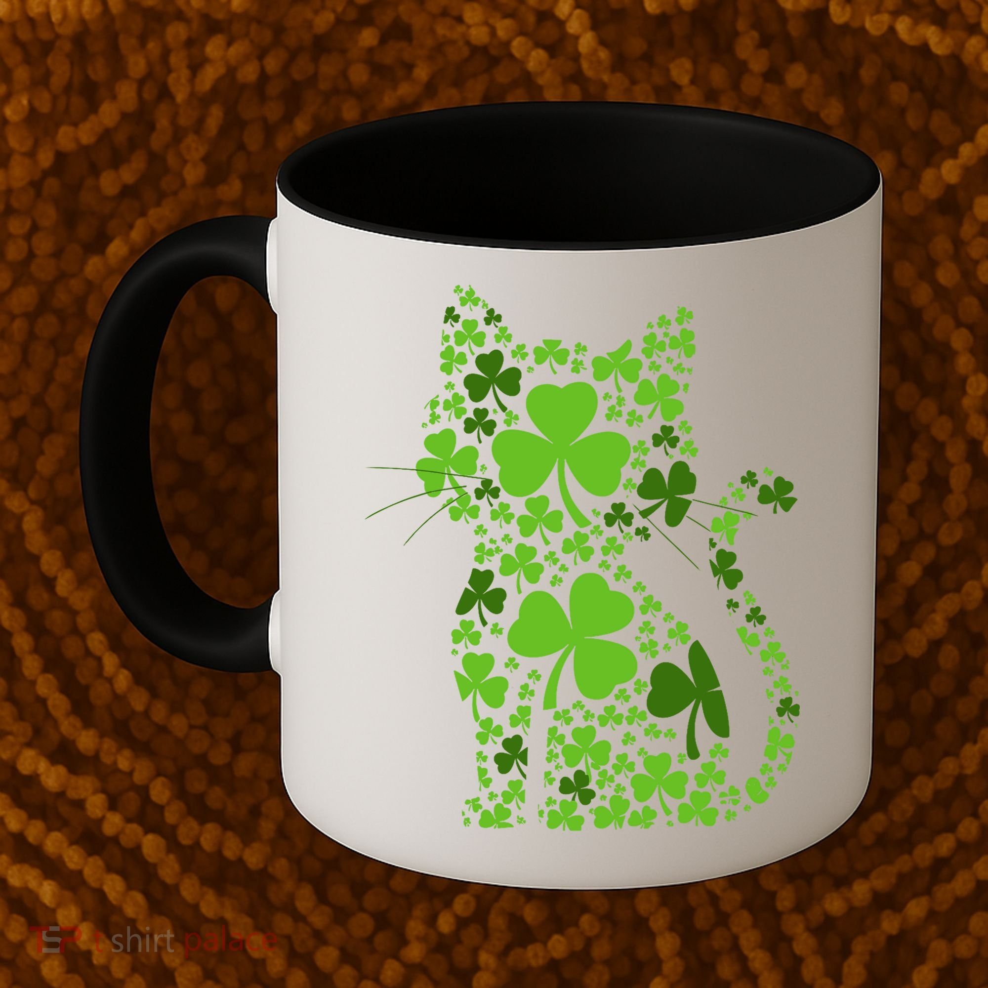 Cute St Patrick's Day Shamrock Clover Cat Coffee Mug