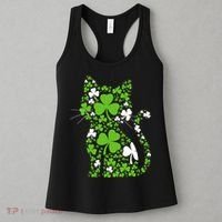 Cute St Patrick's Day Shamrock Clover Cat Women's Tank Top thumb 3
