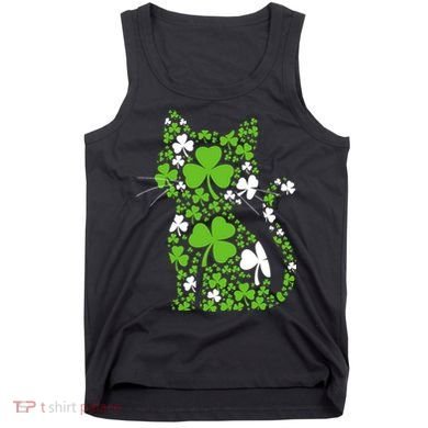 Cute St Patrick's Day Shamrock Clover Cat Tank Top