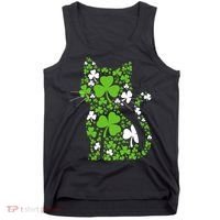 Cute St Patrick's Day Shamrock Clover Cat Tank Top thumb 0