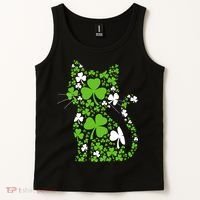 Cute St Patrick's Day Shamrock Clover Cat Tank Top thumb 2