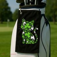 Cute St Patrick's Day Shamrock Clover Cat Golf Towel thumb 2