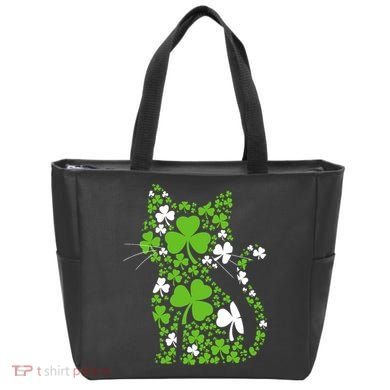 Cute St Patrick's Day Shamrock Clover Cat Bag