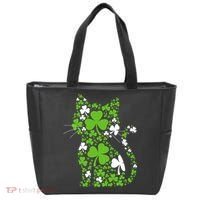 Cute St Patrick's Day Shamrock Clover Cat Tote Bag thumb 0