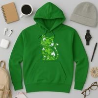 Cute St Patrick's Day Shamrock Clover Cat Hoodie thumb 3