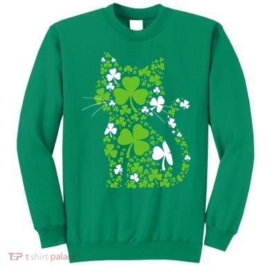 Cute St Patrick's Day Shamrock Clover Cat Sweatshirt