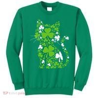 Cute St Patrick's Day Shamrock Clover Cat Sweatshirt thumb 0