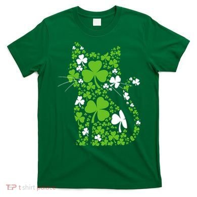 Cute St Patrick's Day Shamrock Clover Cat T-Shirt