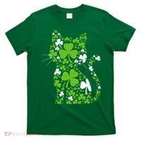Cute St Patrick's Day Shamrock Clover Cat T-Shirt thumb 0