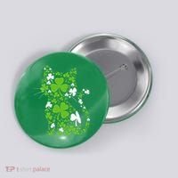 Cute St Patrick's Day Shamrock Clover Cat Button thumb 0