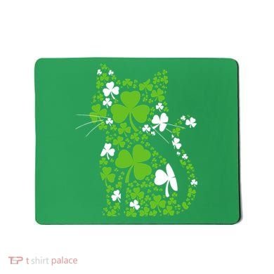 Cute St Patrick's Day Shamrock Clover Cat Mousepad