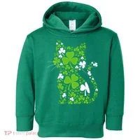 Cute St Patrick's Day Shamrock Clover Cat Toddler Hoodie thumb 0