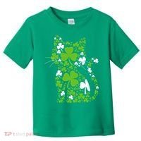 Cute St Patrick's Day Shamrock Clover Cat Toddler T-Shirt thumb 0