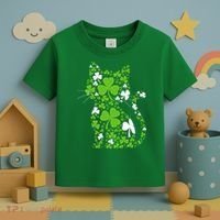 Cute St Patrick's Day Shamrock Clover Cat Toddler T-Shirt thumb 3