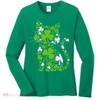 Cute St Patrick's Day Shamrock Clover Cat Women's Long Sleeve Shirt thumb 0
