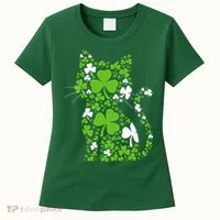 Cute St Patrick's Day Shamrock Clover Cat Women's T-Shirt thumb 0