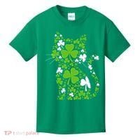 Cute St Patrick's Day Shamrock Clover Cat Kids T-Shirt thumb 0