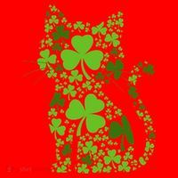 Cute St Patrick's Day Shamrock Clover Cat Santa Hat thumb 1