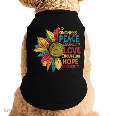 Colorful Sunflower Peace Love Inclusion Equality Diversity Gift Doggie Tank