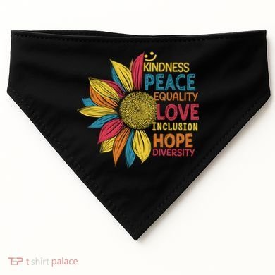 Colorful Sunflower Peace Love Inclusion Equality Diversity Gift USA-Made Doggie Bandana