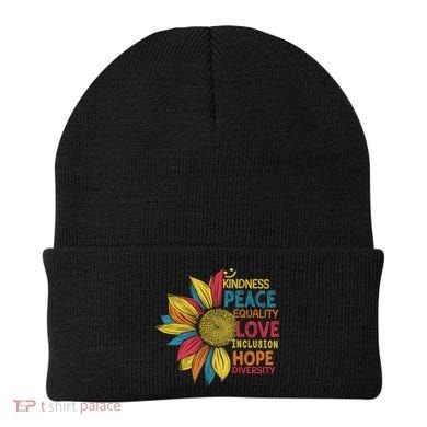 Colorful Sunflower Peace Love Inclusion Equality Diversity Gift Beanie