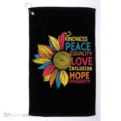 Colorful Sunflower Peace Love Inclusion Equality Diversity Gift Golf Towel