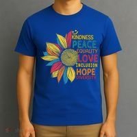 Colorful Sunflower Peace Love Inclusion Equality Diversity Gift T-Shirt thumb 3