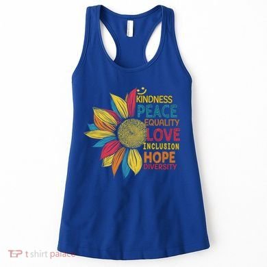Colorful Sunflower Peace Love Inclusion Equality Diversity Gift Women's Tank Top