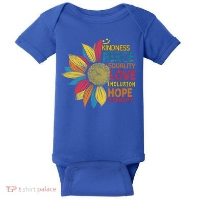 Colorful Sunflower Peace Love Inclusion Equality Diversity Gift Baby Bodysuit