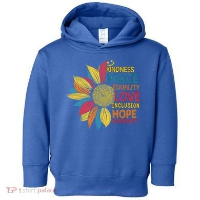 Colorful Sunflower Peace Love Inclusion Equality Diversity Gift Toddler Hoodie