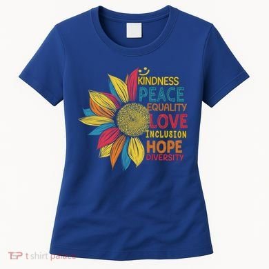 Colorful Sunflower Peace Love Inclusion Equality Diversity Gift Women's T-Shirt