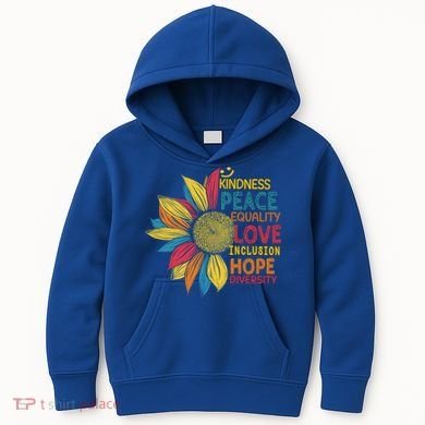 Colorful Sunflower Peace Love Inclusion Equality Diversity Gift Kids Hoodie