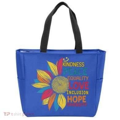 Colorful Sunflower Peace Love Inclusion Equality Diversity Gift Tote Bag