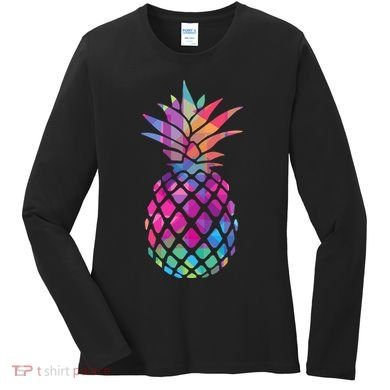 Colorful Simple Pineapple Women's Long Sleeve Shirt
