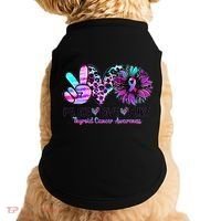 Cute Sunflower Purple Pink Ribbon Thyroid Cancer Awareness Doggie Tank thumb 0