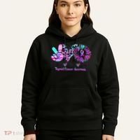 Cute Sunflower Purple Pink Ribbon Thyroid Cancer Awareness Hoodie thumb 5