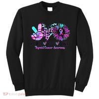 Cute Sunflower Purple Pink Ribbon Thyroid Cancer Awareness Sweatshirt thumb 0
