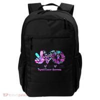 Cute Sunflower Purple Pink Ribbon Thyroid Cancer Awareness Backpack thumb 0