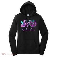 Cute Sunflower Purple Pink Ribbon Thyroid Cancer Awareness Women's Hoodie thumb 0