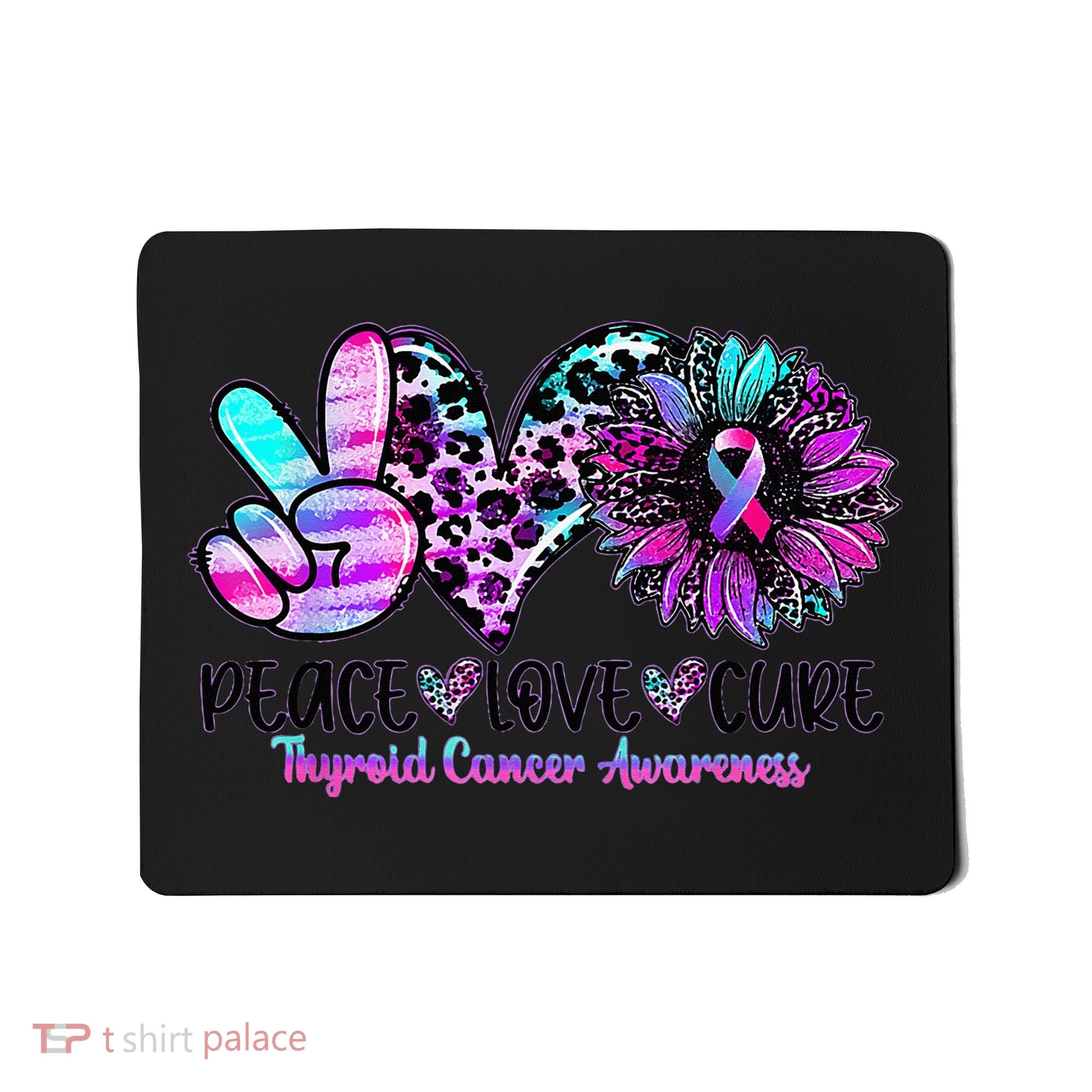 Cute Sunflower Purple Pink Ribbon Thyroid Cancer Awareness Mousepad