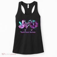 Cute Sunflower Purple Pink Ribbon Thyroid Cancer Awareness Women's Tank Top thumb 0