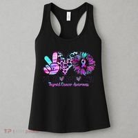 Cute Sunflower Purple Pink Ribbon Thyroid Cancer Awareness Women's Tank Top thumb 3