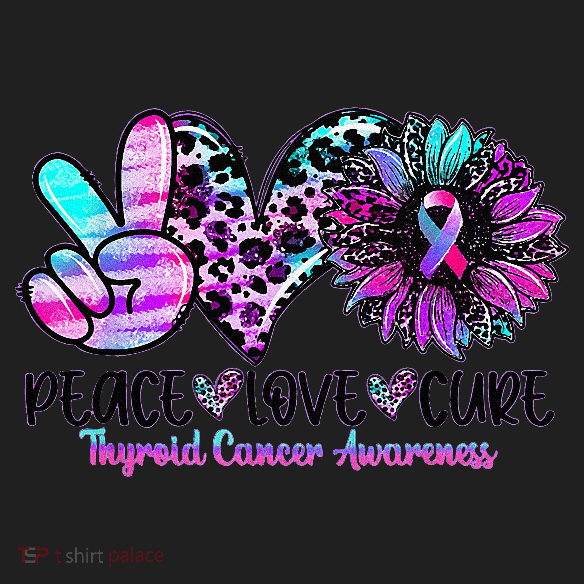 Cute Sunflower Purple Pink Ribbon Thyroid Cancer Awareness Hat