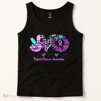 Cute Sunflower Purple Pink Ribbon Thyroid Cancer Awareness Tank Top thumb 2